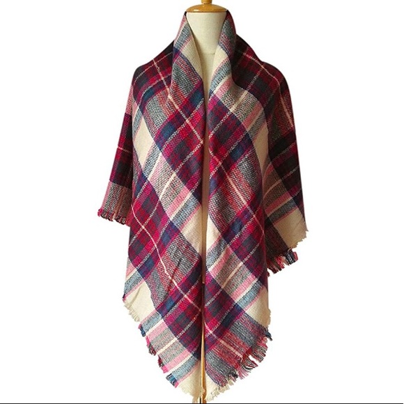 Soft Plaid Scarf Pink and Cream NWT - Picture 4 of 6